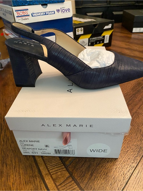 Alex Marie Seaport Navy Slingback Block Heel